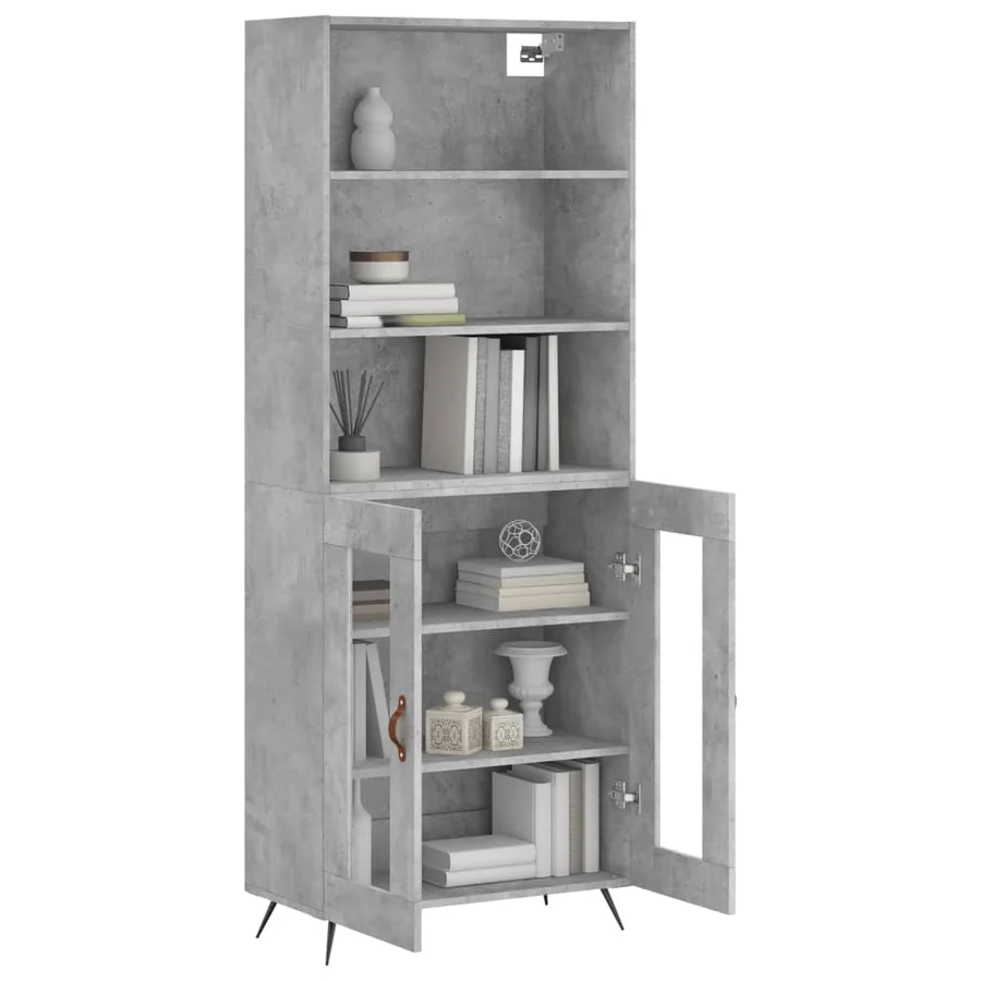 Buffet haut Gris béton 69,5x34x180 cm Bois d'ingénierie - 11