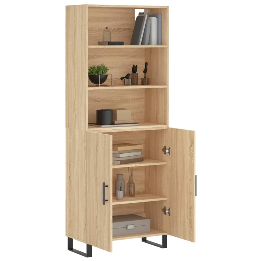 Buffet haut Chêne sonoma 69,5x34x180 cm Bois d'ingénierie - 3