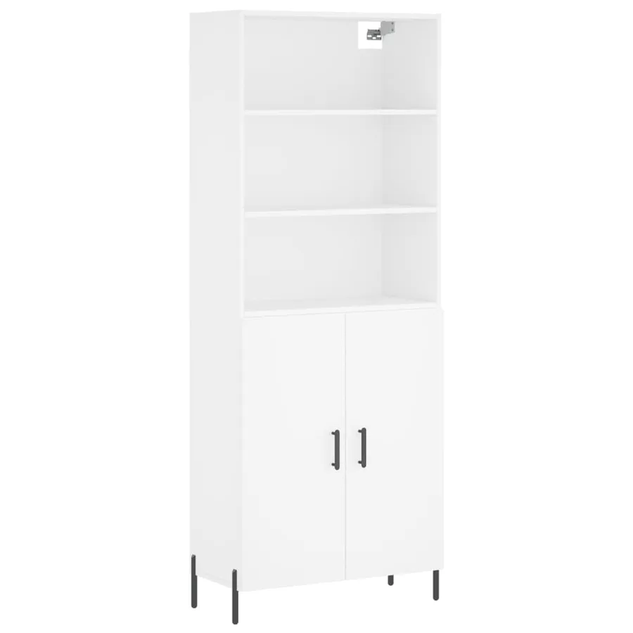 Buffet haut Blanc 69,5x34x180 cm Bois d'ingénierie - 2