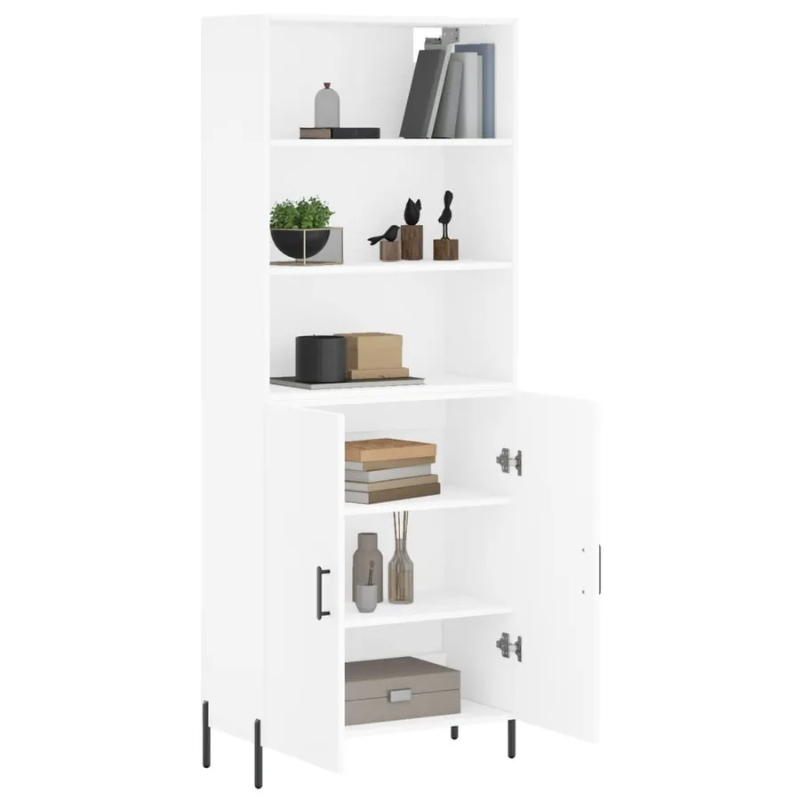 Buffet haut Blanc 69,5x34x180 cm Bois d'ingénierie - 3