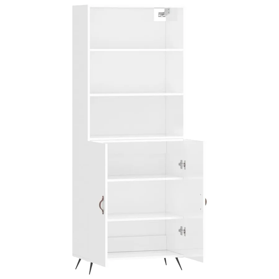 Buffet haut Blanc brillant 69,5x34x180 cm Bois d'ingénierie - 3