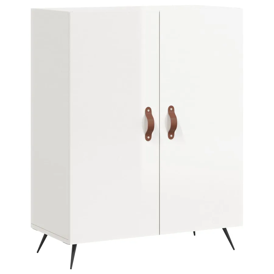 Buffet haut Blanc brillant 69,5x34x180 cm Bois d'ingénierie - 6