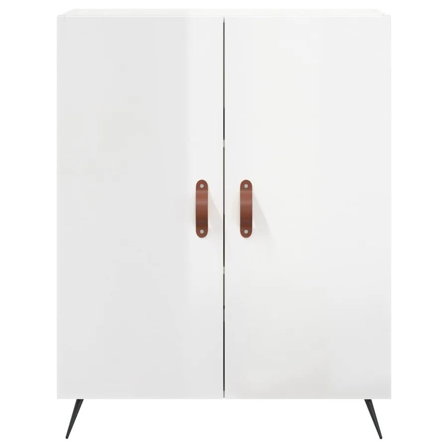 Buffet haut Blanc brillant 69,5x34x180 cm Bois d'ingénierie - 7
