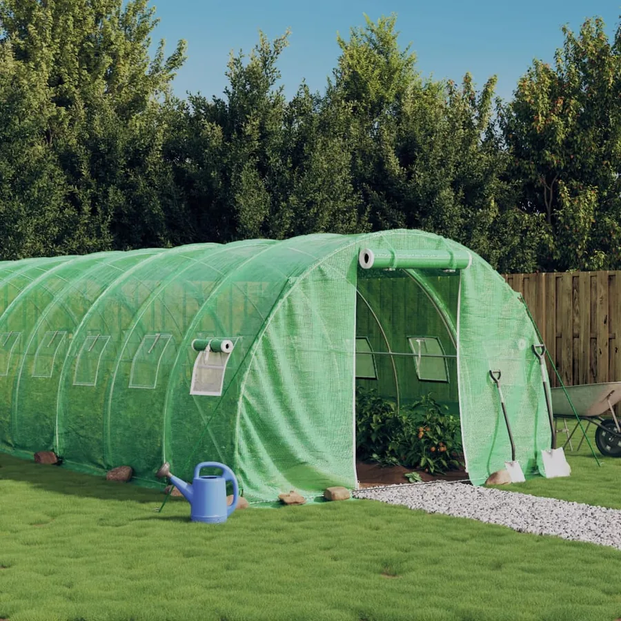 Serre avec cadre en acier vert 60 m² 20x3x2 m