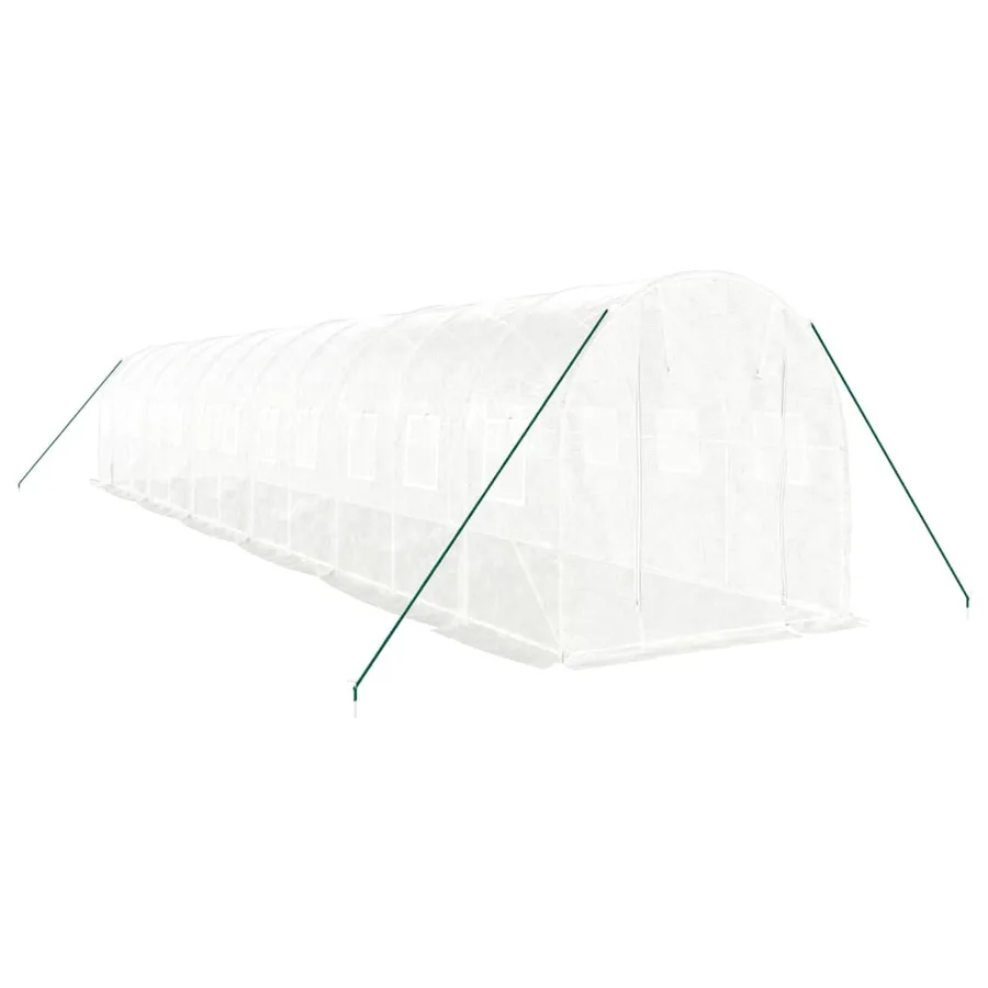 Serre avec cadre en acier blanc 24 m² 12x2x2 m - 3