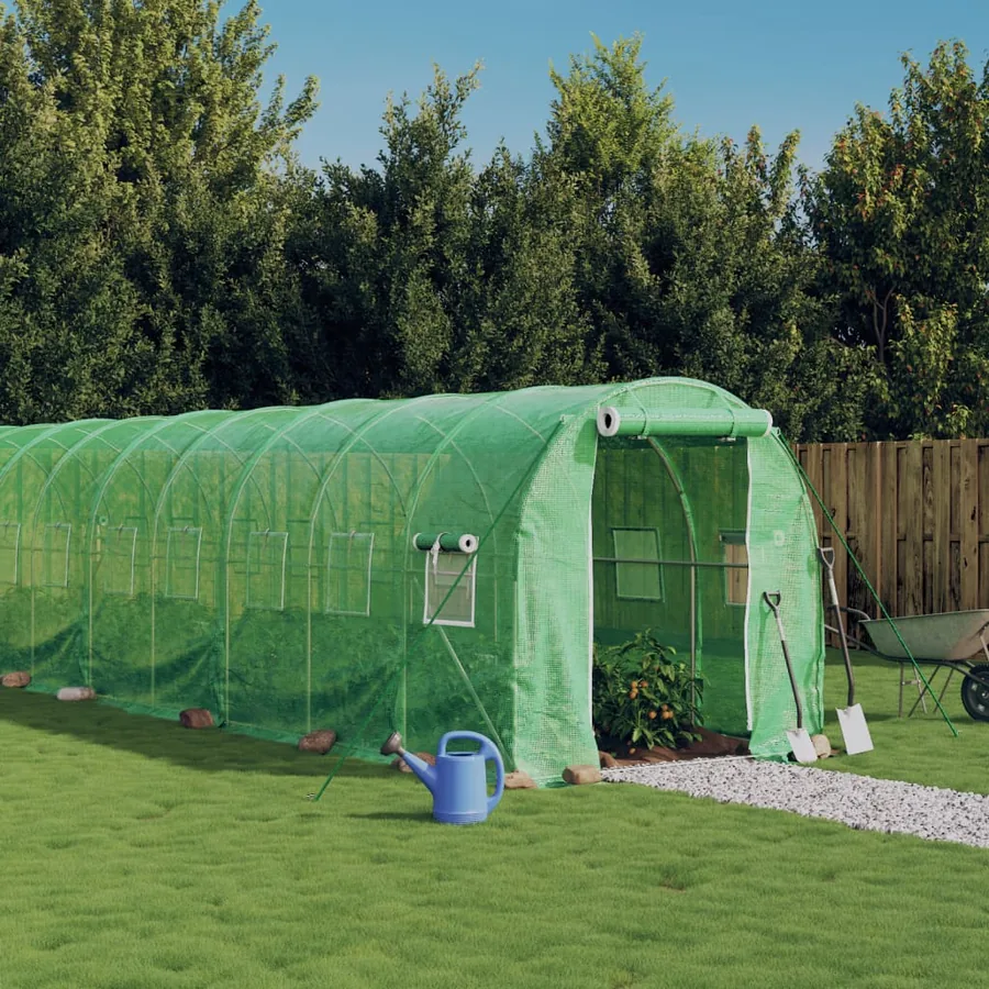 Serre avec cadre en acier vert 12 m² 6x2x2 m