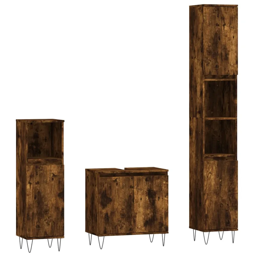 Ensemble d'armoires de salle de bain 3 pcs chêne fumé - 2