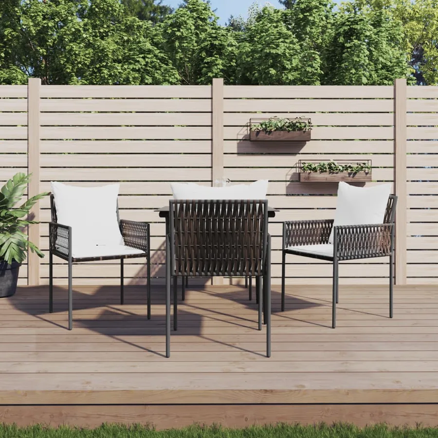 Ensemble à manger de jardin 5 pcs coussins résine tressée acier