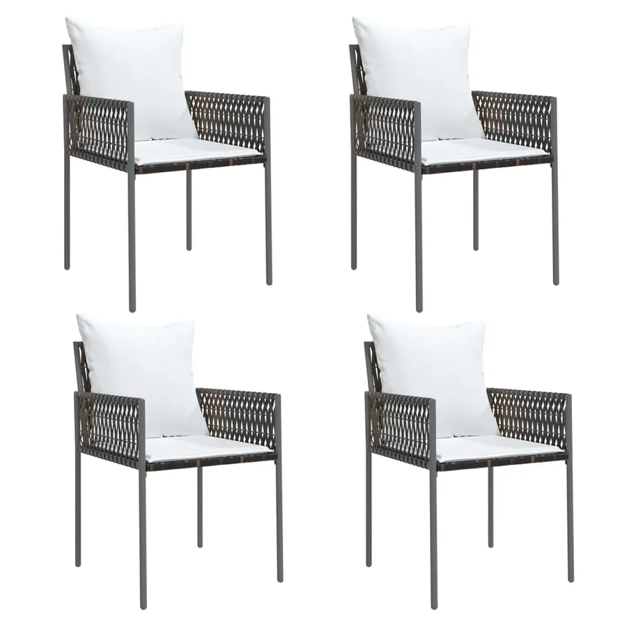 Ensemble à manger de jardin 5 pcs coussins résine tressée acier - 4