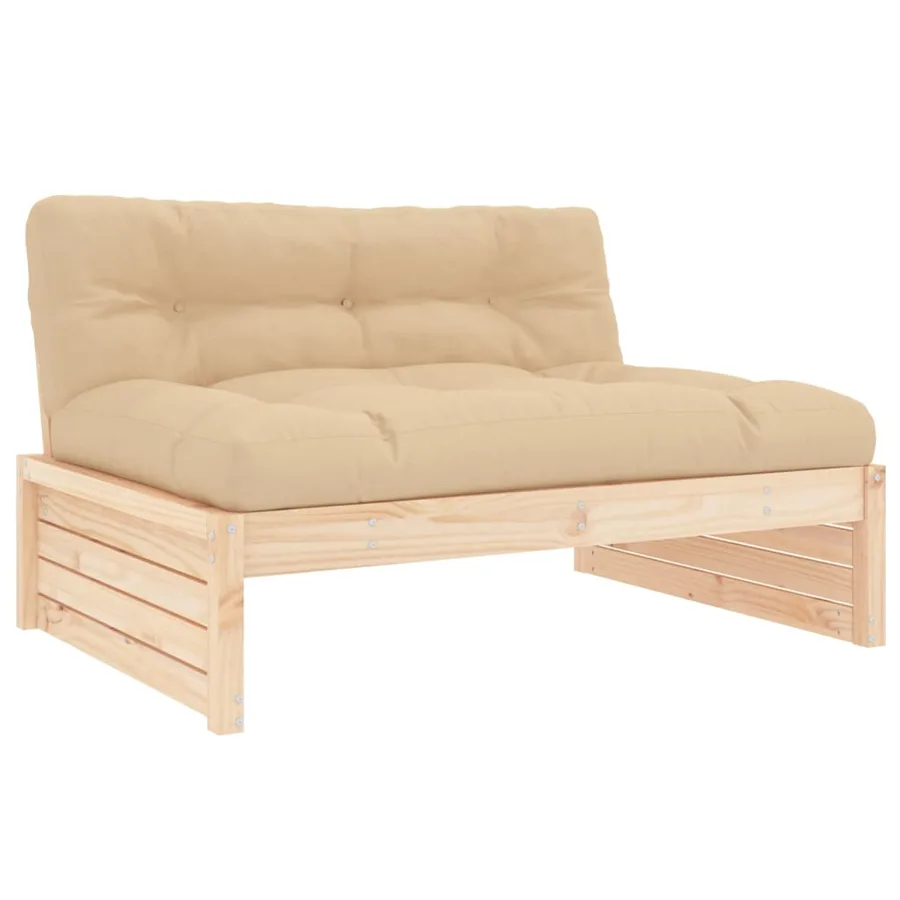 Salon de jardin 2 pcs avec coussins bois massif - 4