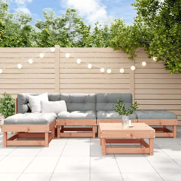 Salon de jardin 6 pcs avec coussins bois massif Douglas