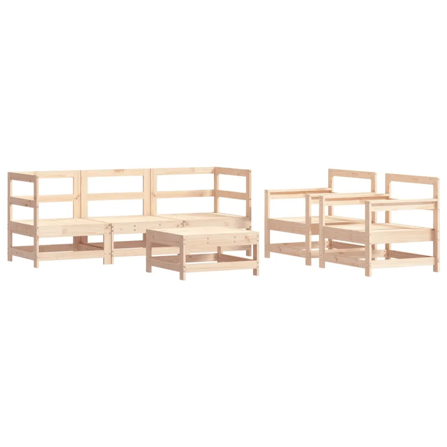 Salon de jardin 6 pcs avec coussins bois massif - 3