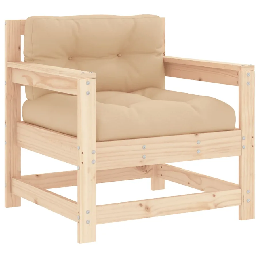 Salon de jardin 6 pcs avec coussins bois massif - 5