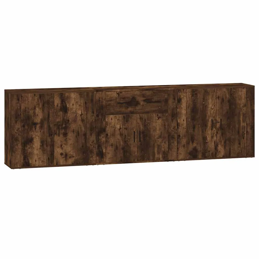 Buffets 3 pcs Chêne fumé Bois d'ingénierie - 2
