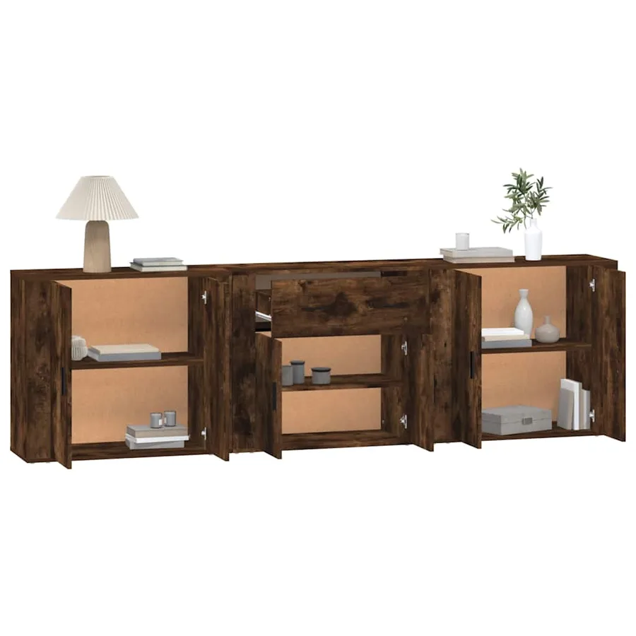 Buffets 3 pcs Chêne fumé Bois d'ingénierie - 4