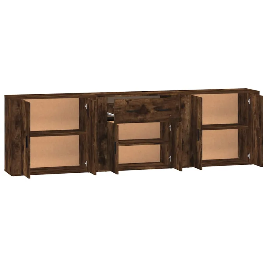 Buffets 3 pcs Chêne fumé Bois d'ingénierie - 5
