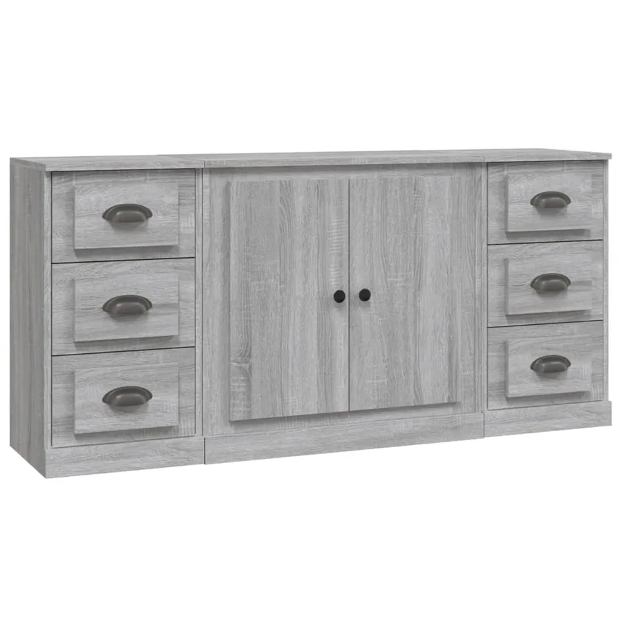 Buffets 3 pcs Sonoma gris Bois d'ingénierie - 2