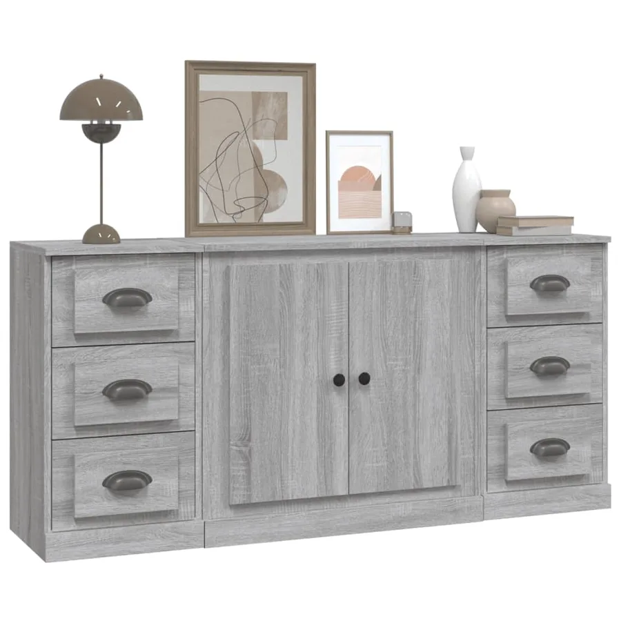 Buffets 3 pcs Sonoma gris Bois d'ingénierie - 4
