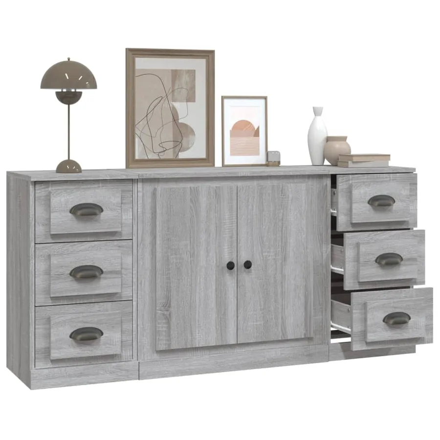 Buffets 3 pcs Sonoma gris Bois d'ingénierie - 5