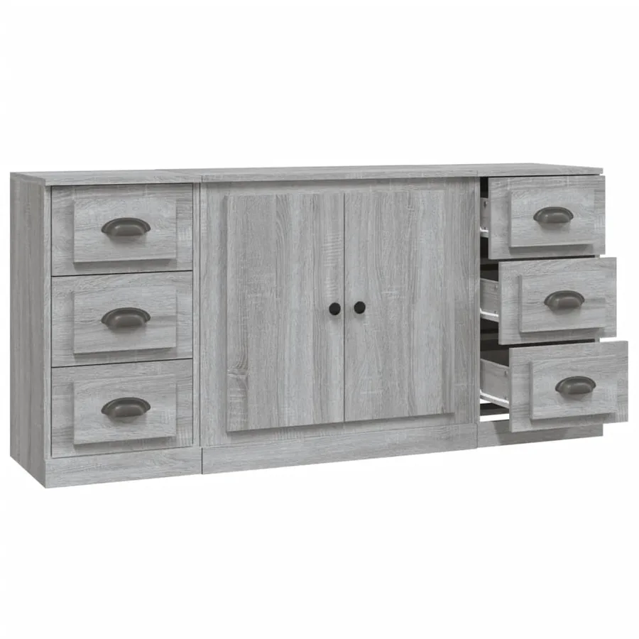 Buffets 3 pcs Sonoma gris Bois d'ingénierie - 6