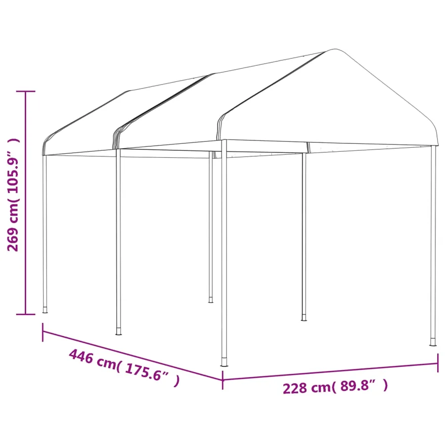 Belvédère avec toit blanc 4,46x2,28x2,69 m polyéthylène - 5