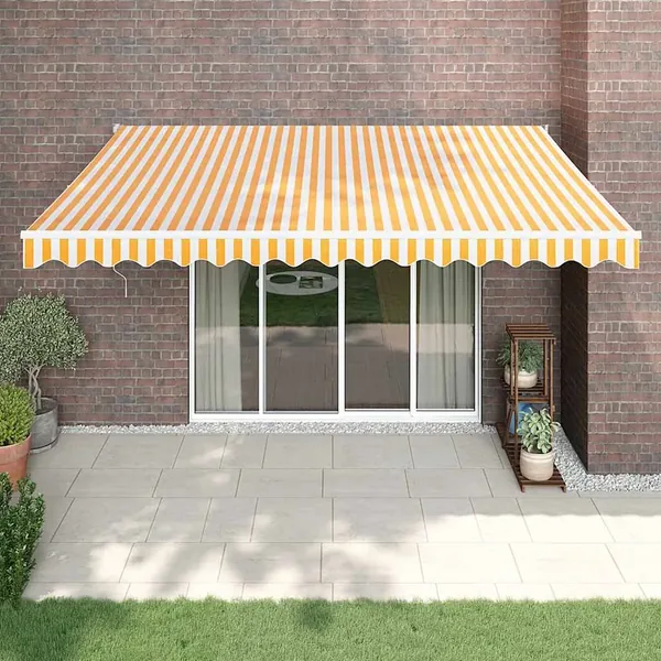Auvent rétractable automatique jaune et blanc 4x3 m