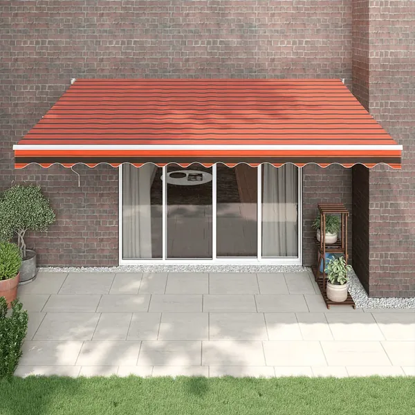 Auvent rétractable orange et marron 4x3 m tissu et aluminium
