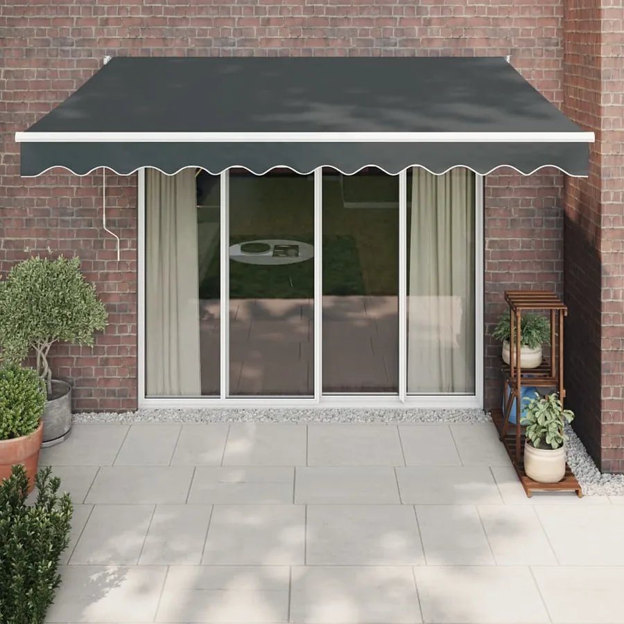 Auvent rétractable anthracite 3x2,5 m tissu et aluminium