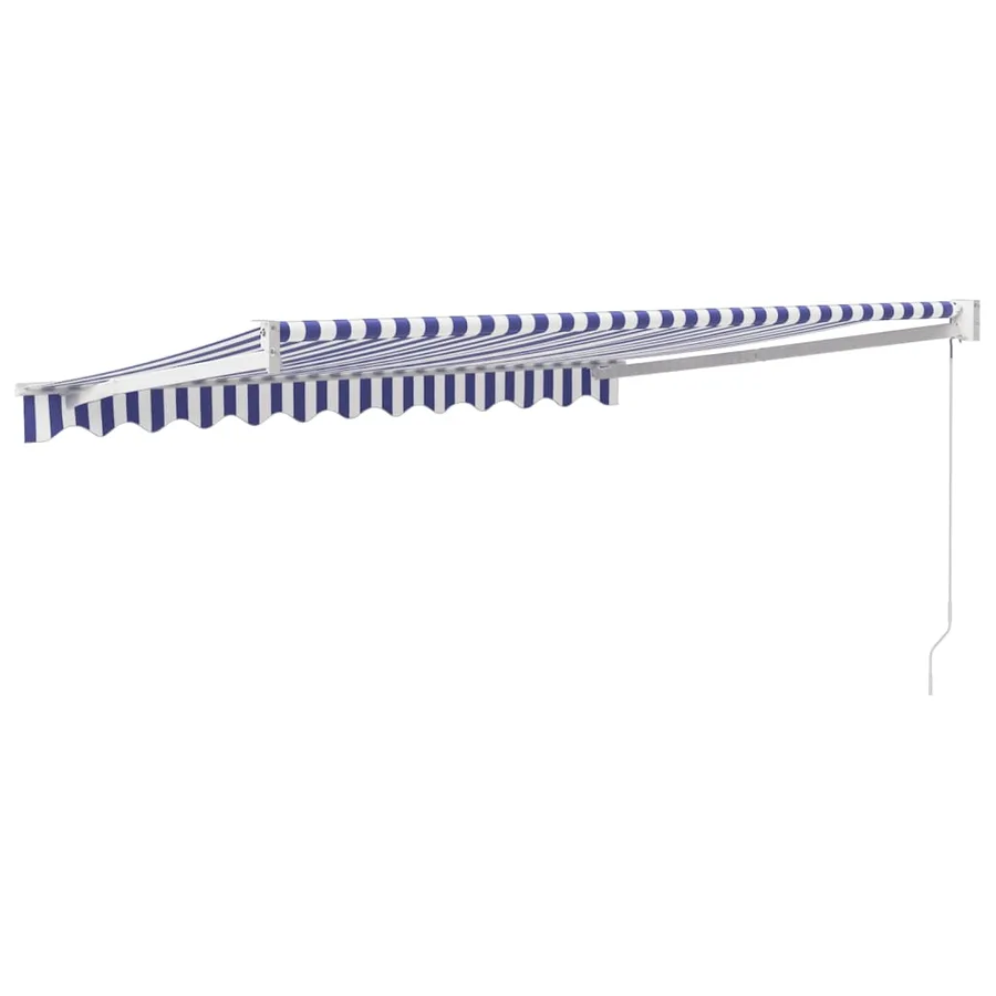 Auvent rétractable bleu et blanc 3,5x2,5 m tissu et aluminium - 5