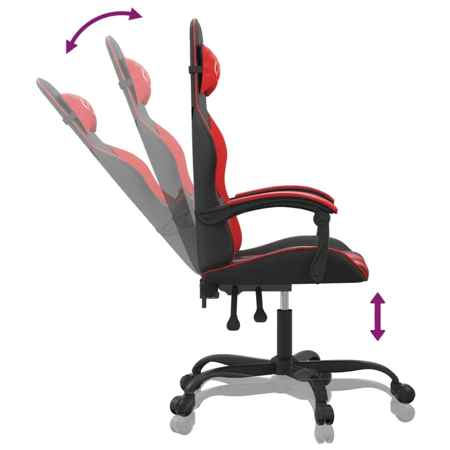 Chaise de jeu Noir et rouge Similicuir - 6