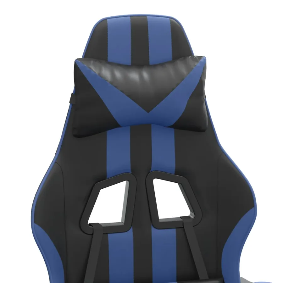 Chaise de jeu avec repose-pied Noir et bleu Similicuir - 10