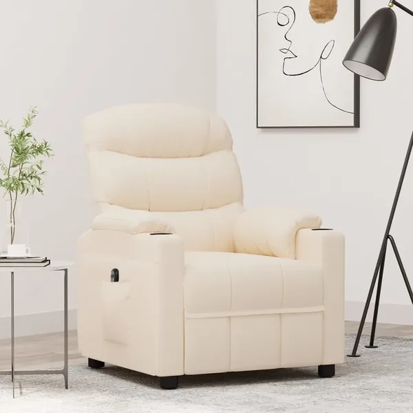 Fauteuil inclinable électrique Crème Tissu