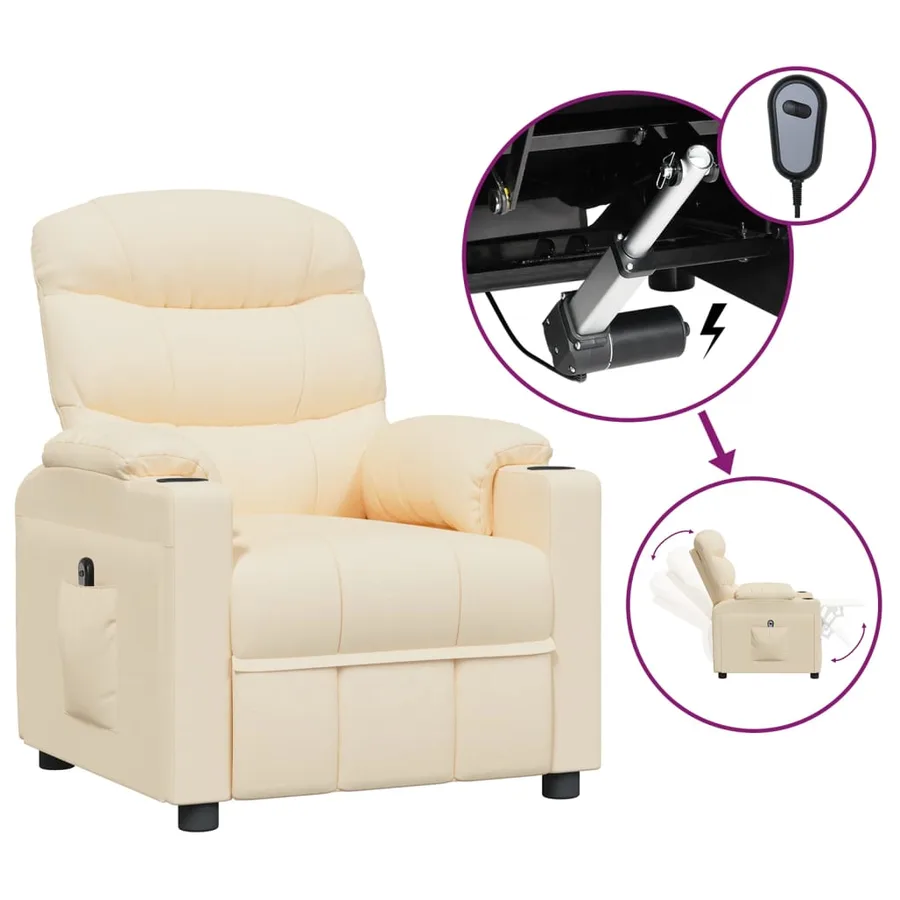Fauteuil inclinable électrique Crème Tissu - 2