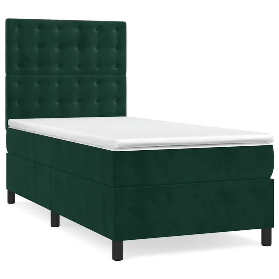 Sommier à lattes de lit avec matelas Vert foncé 100x200 cm - 2