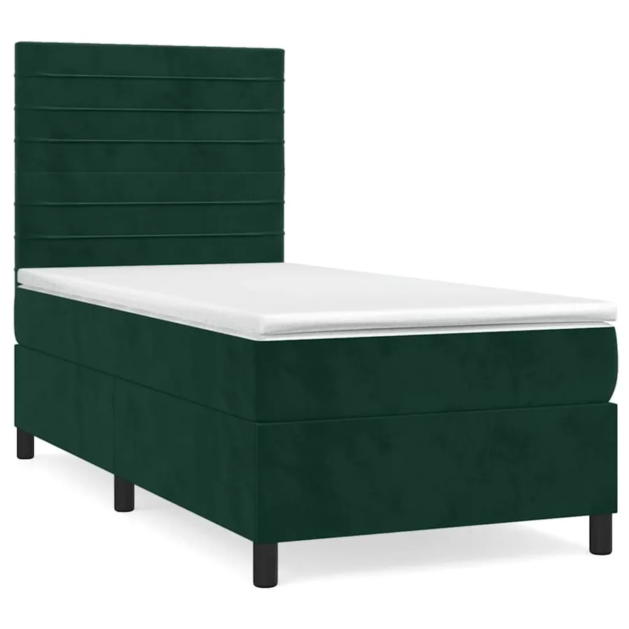 Sommier à lattes de lit avec matelas Vert foncé 100x200 cm - 2