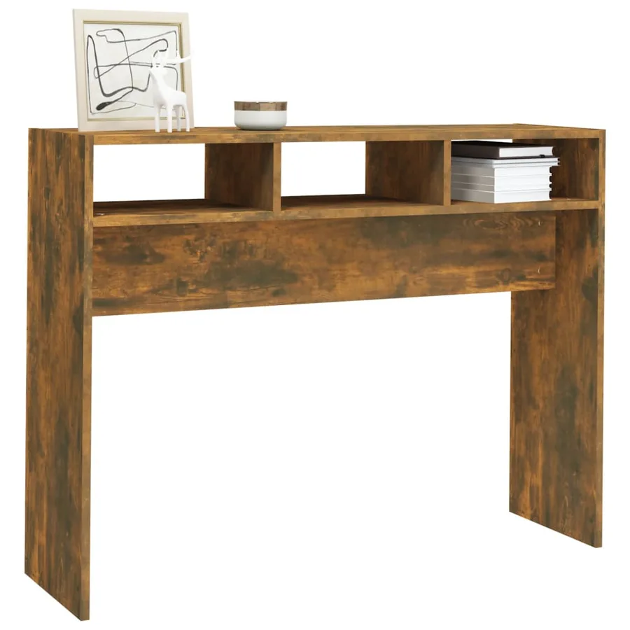 Table console Chêne fumé 105x30x80 cm Bois d'ingénierie - 6