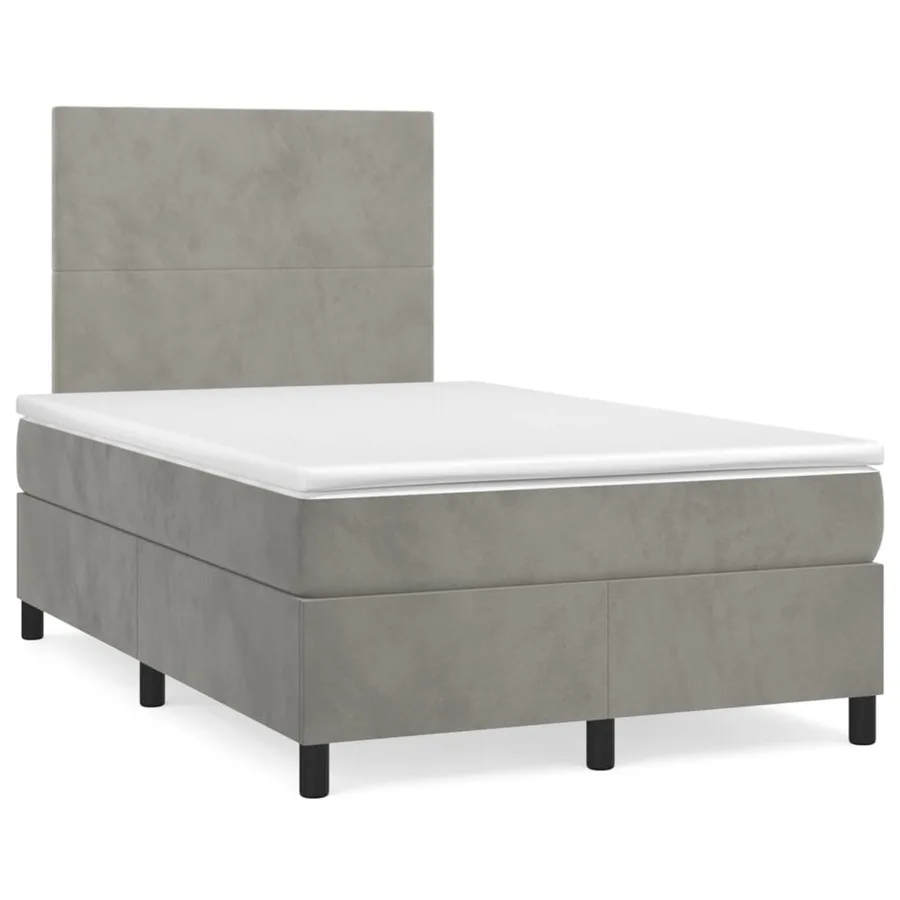 Sommier à lattes de lit et matelas Gris clair 120x200cm Velours - 2