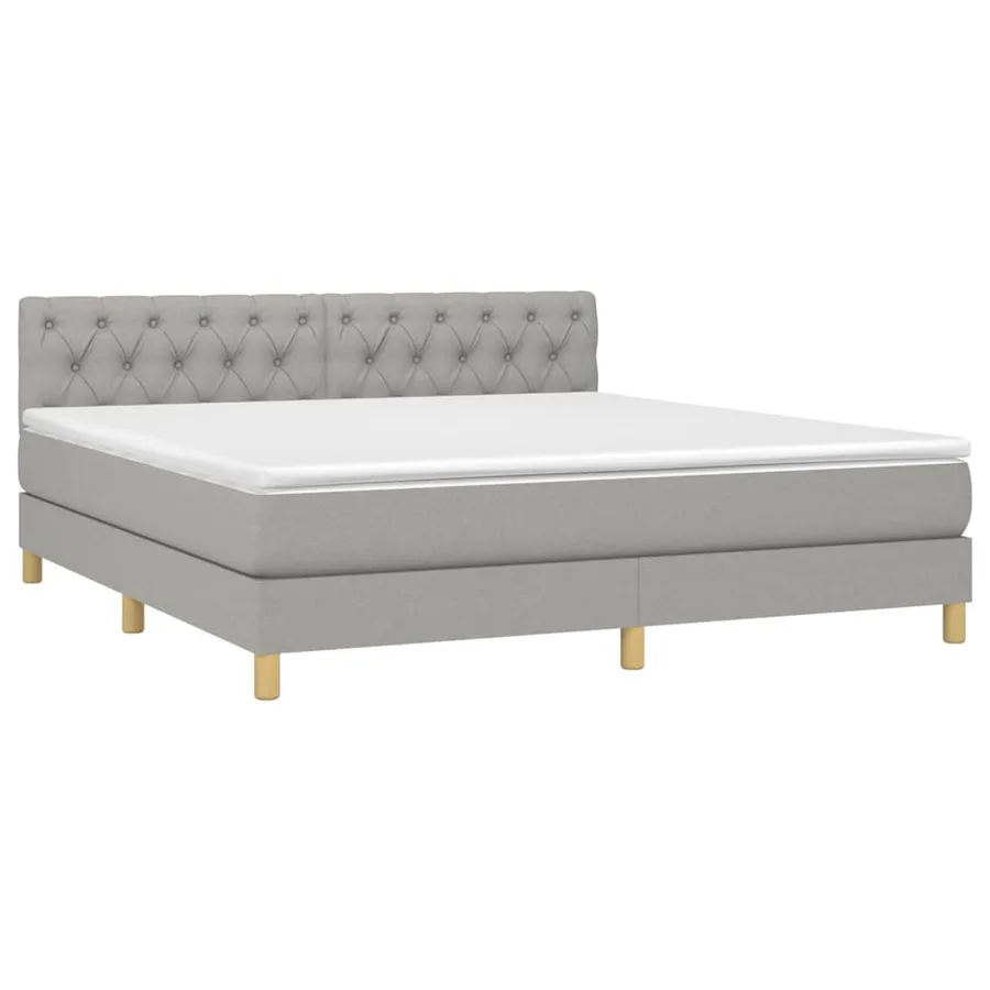 Sommier à lattes de lit avec matelas Gris clair 160x200cm Tissu - 3