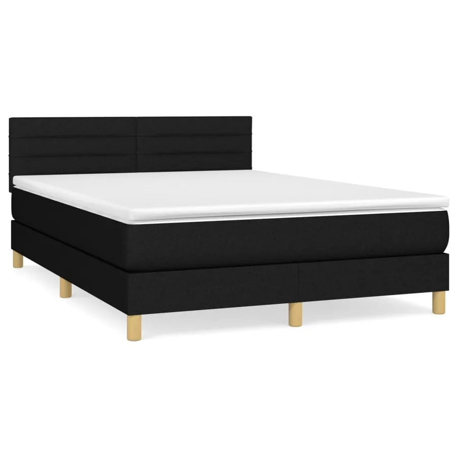 Sommier à lattes de lit avec matelas Noir 140x190 cm Tissu - 2