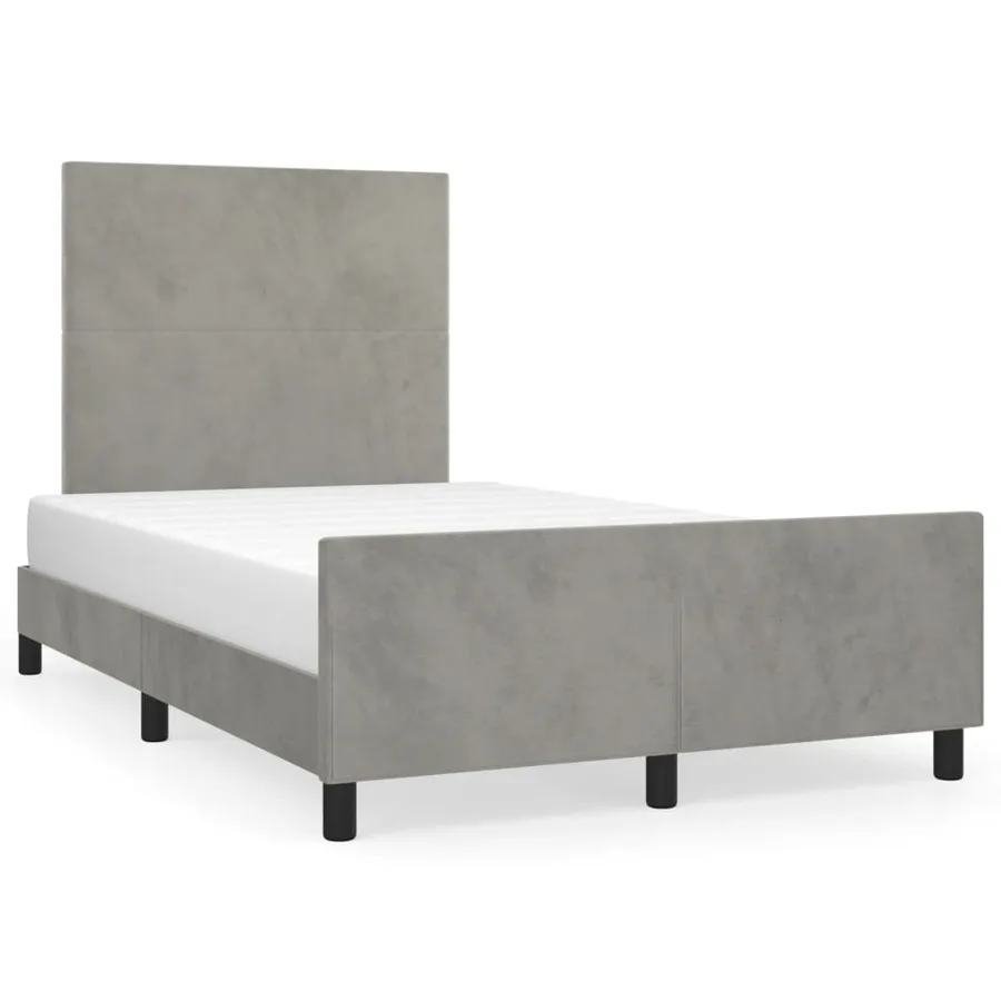 Cadre de lit sans matelas gris clair 120x200 cm velours - 2