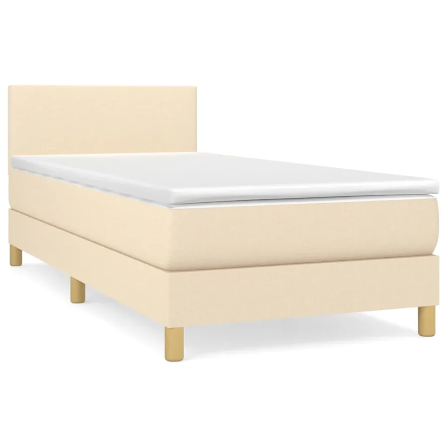 Sommier à lattes de lit avec matelas Crème 100x200 cm Tissu - 2