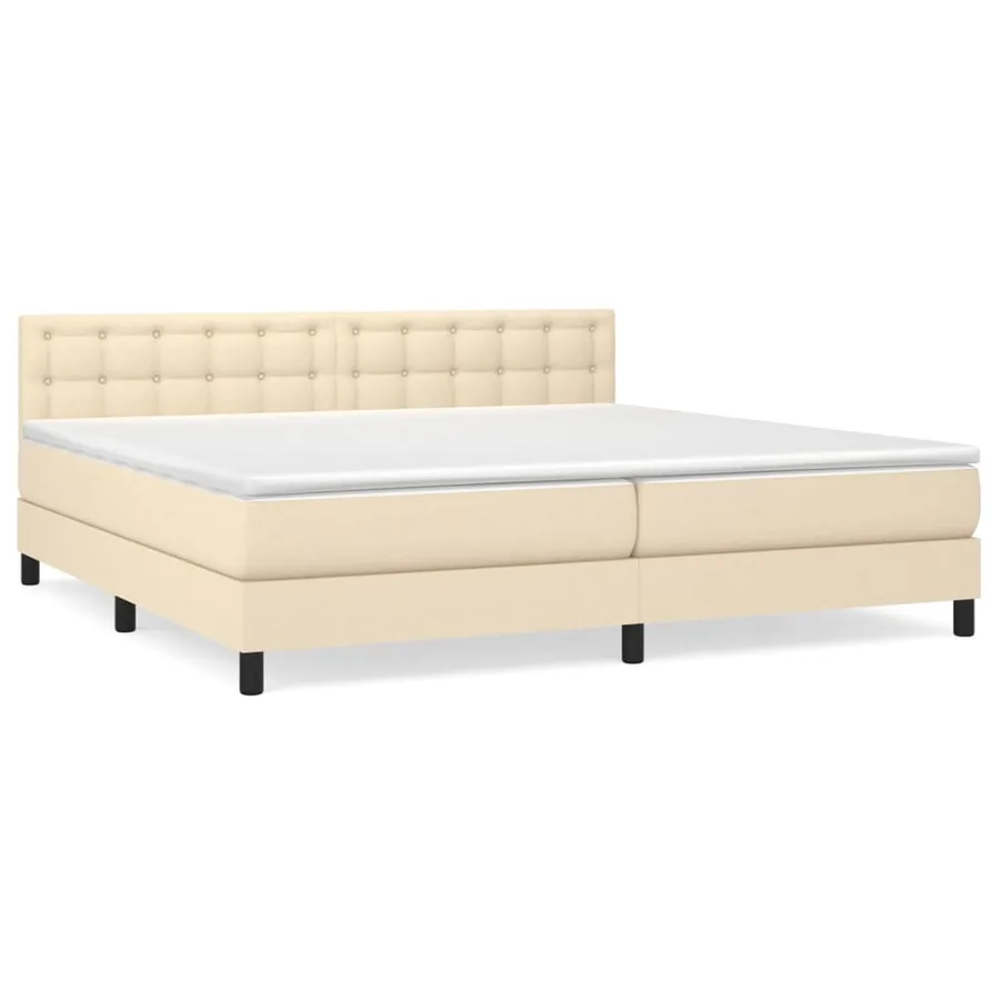 Sommier à lattes de lit avec matelas Crème 200x200 cm Tissu - 2