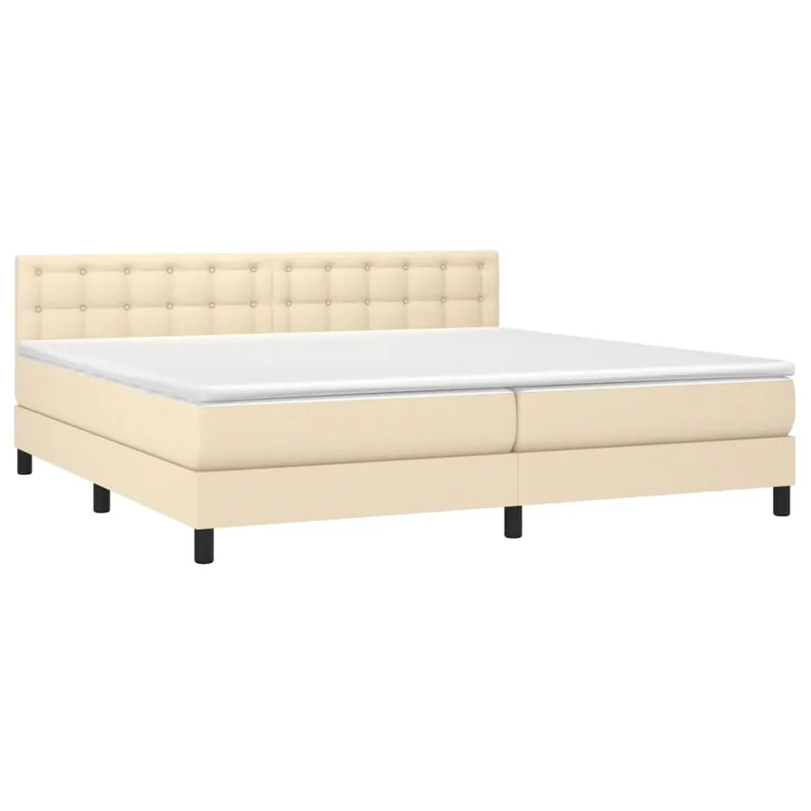 Sommier à lattes de lit avec matelas Crème 200x200 cm Tissu - 3