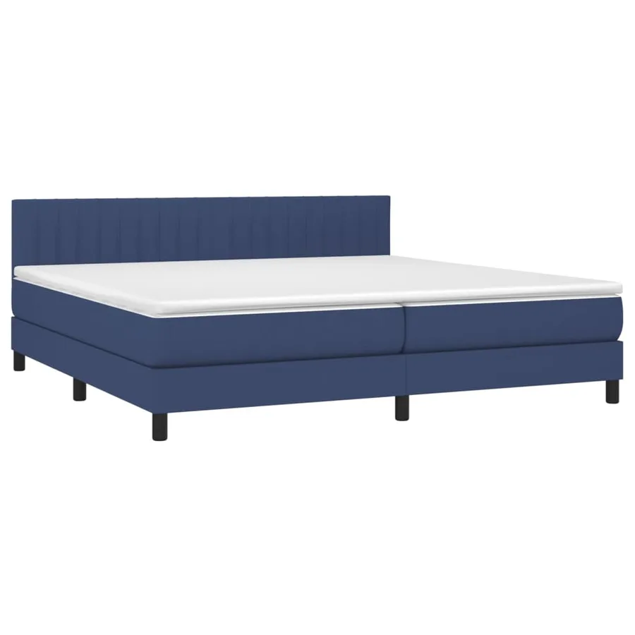 Sommier à lattes de lit avec matelas Bleu 200x200 cm Tissu - 3
