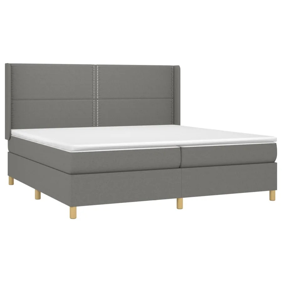 Sommier à lattes de lit matelas LED Gris foncé 200x200 cm Tissu - 4