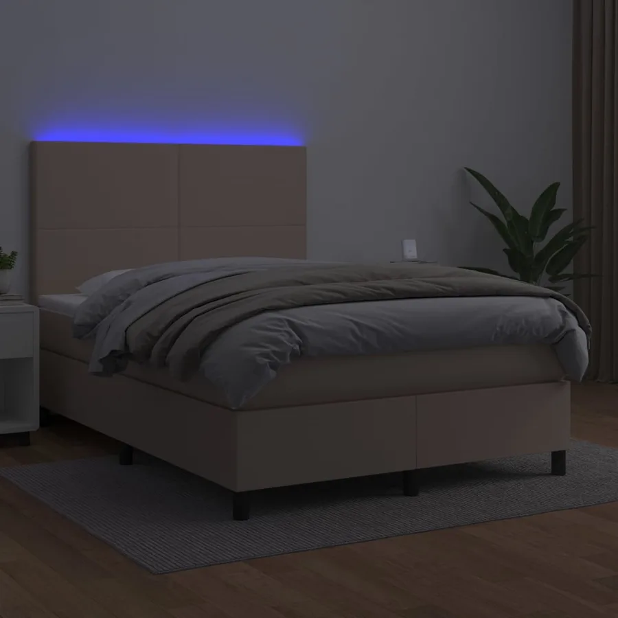 Sommier à lattes de lit avec matelas LED Cappuccino 140x200 cm - 4