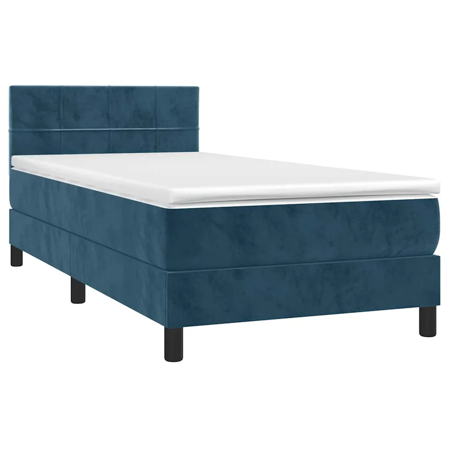Sommier à lattes de lit et matelas et LED Bleu foncé 90x200 cm - 4