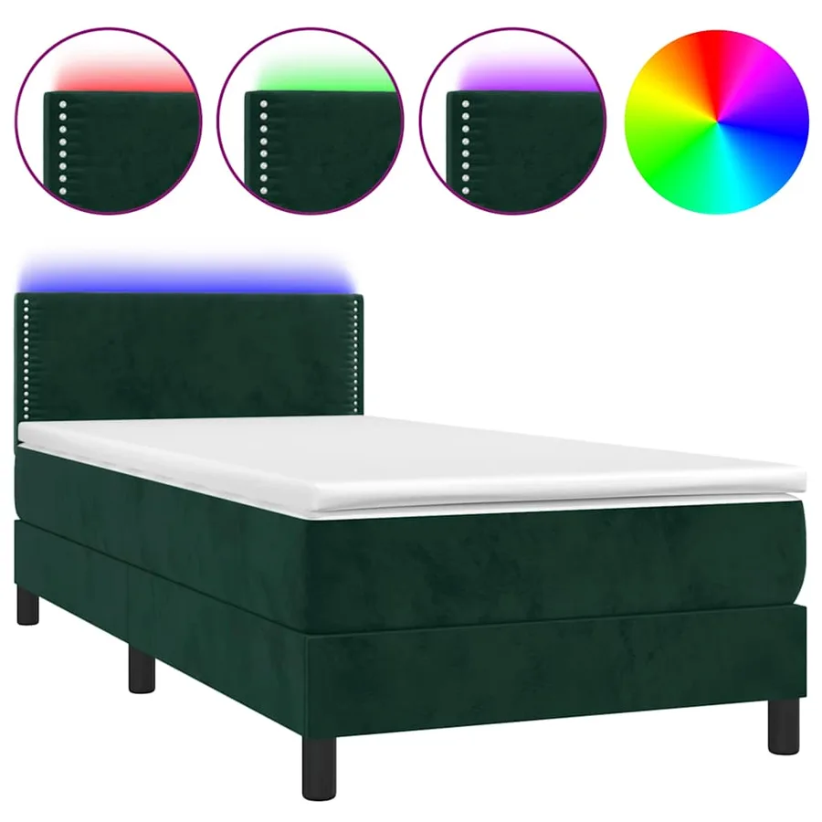 Sommier à lattes de lit avec matelas LED Vert foncé 100x200 cm - 2
