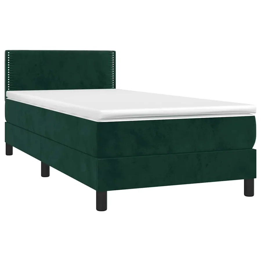 Sommier à lattes de lit avec matelas LED Vert foncé 100x200 cm - 4