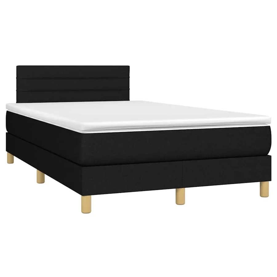 Sommier à lattes de lit avec matelas LED Noir 120x200 cm Tissu - 3